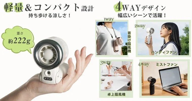 軽量コンパクトなデザインと4WAY