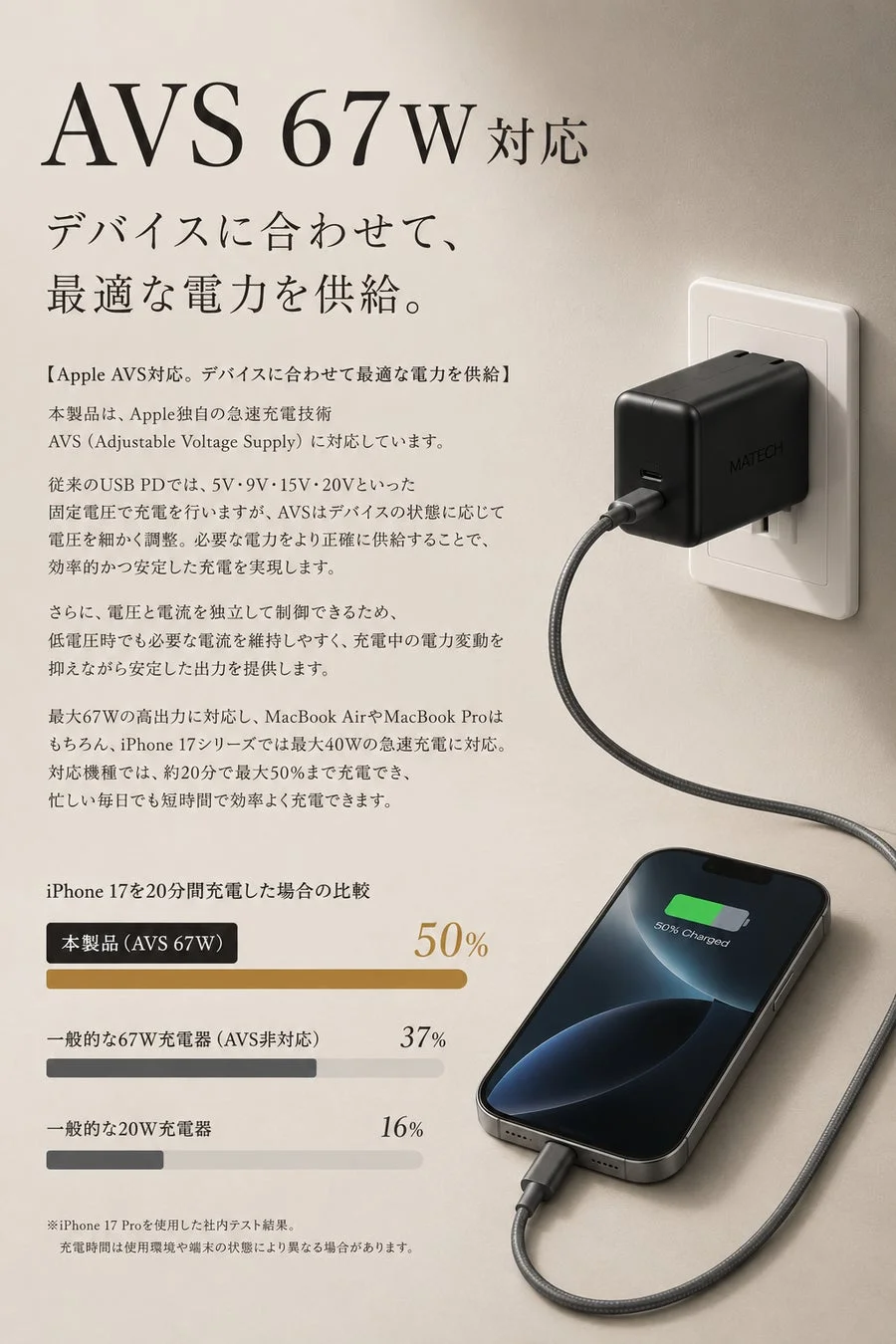 Apple AVS対応の充電効果