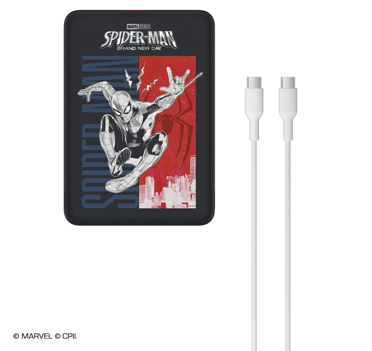 モバイルバッテリー本体とケーブル
