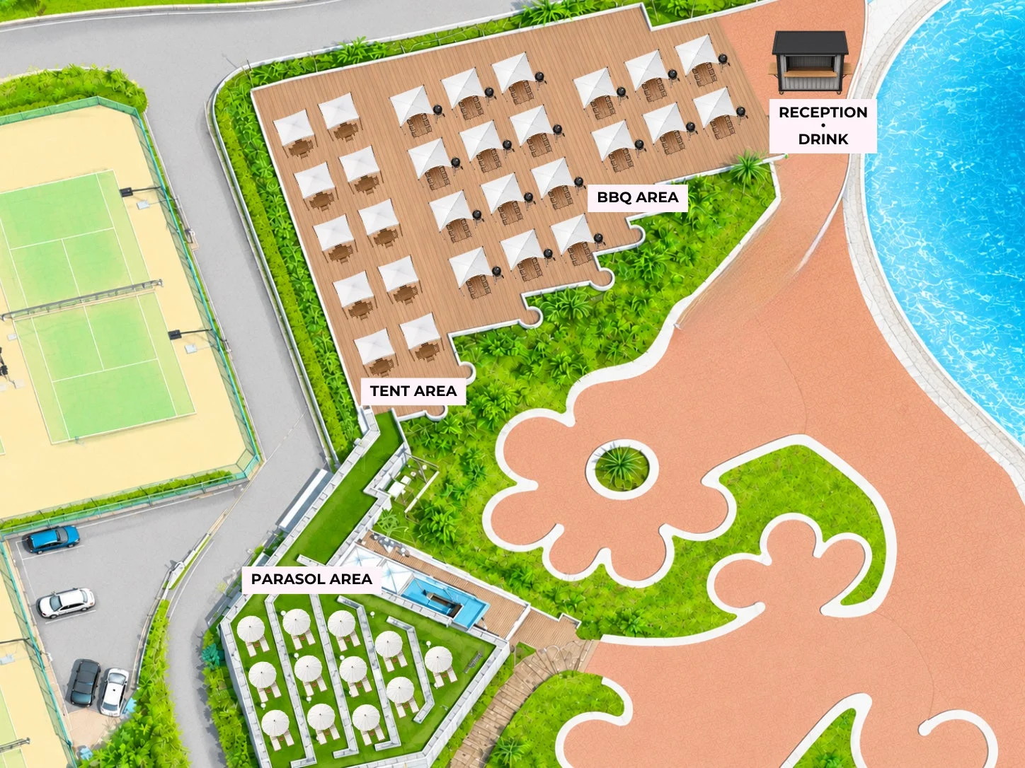 OISO BEACH SIDE BBQの施設案内図