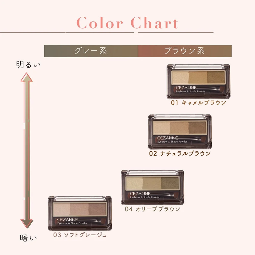 セザンヌ アイブロウ＆シェードパウダー カラーチャート