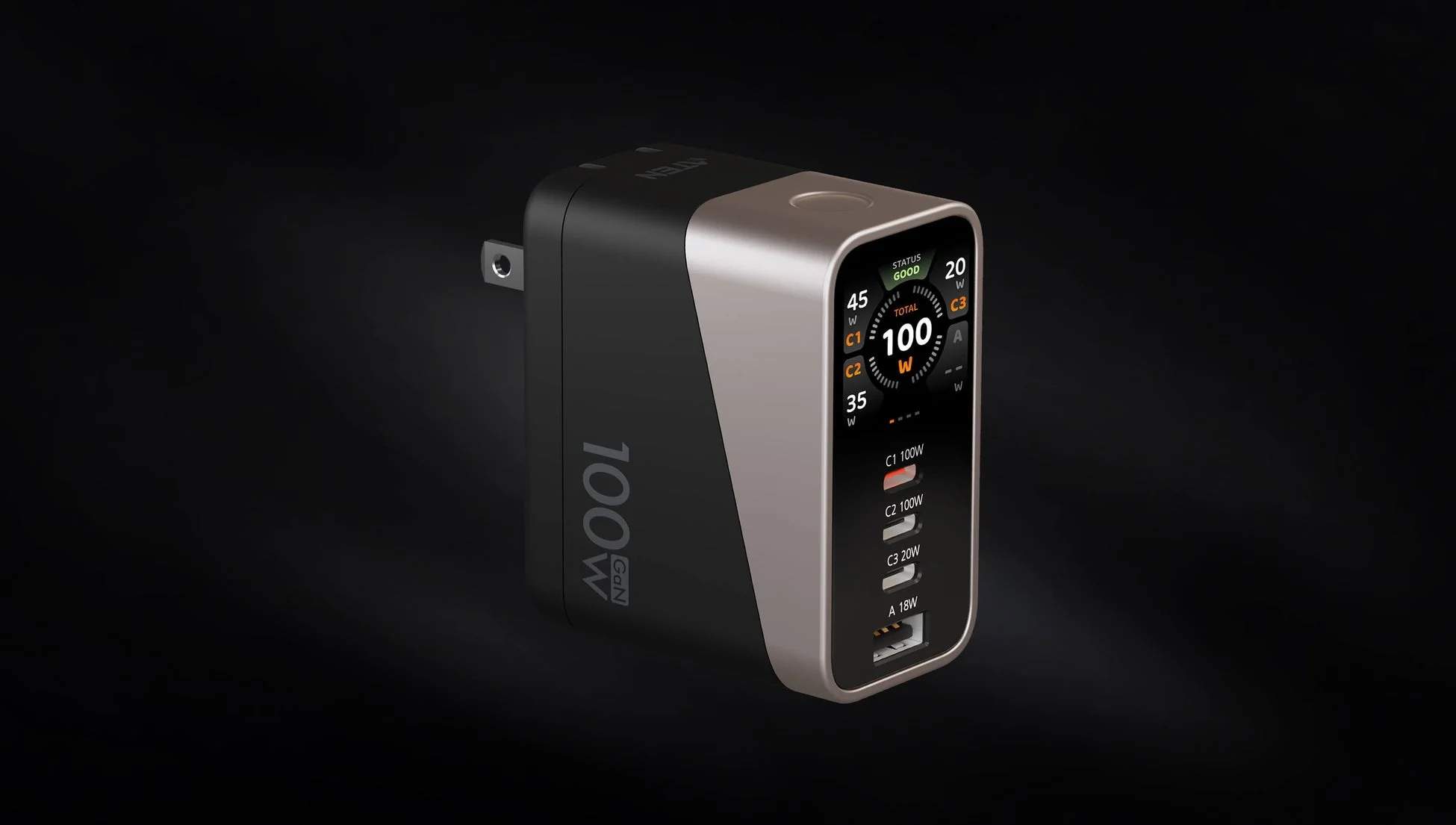 100W スマートディスプレイ搭載急速充電器