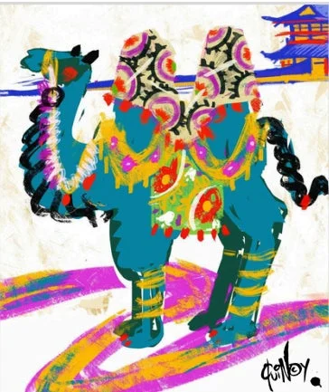 カラフルなラクダのイラスト