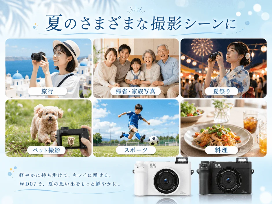 夏の様々な撮影シーンで活躍するWD07のイメージ