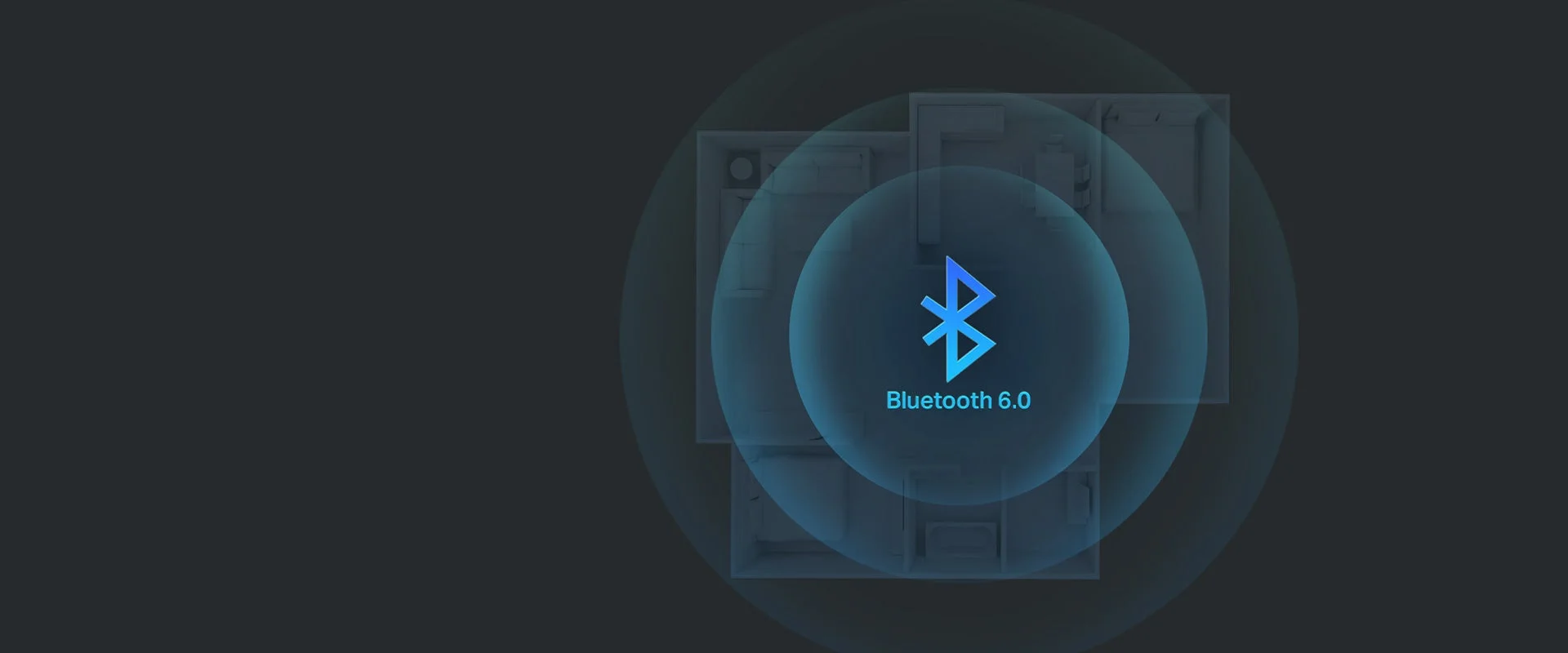 Bluetooth 6.0のロゴと通信範囲のイメージ