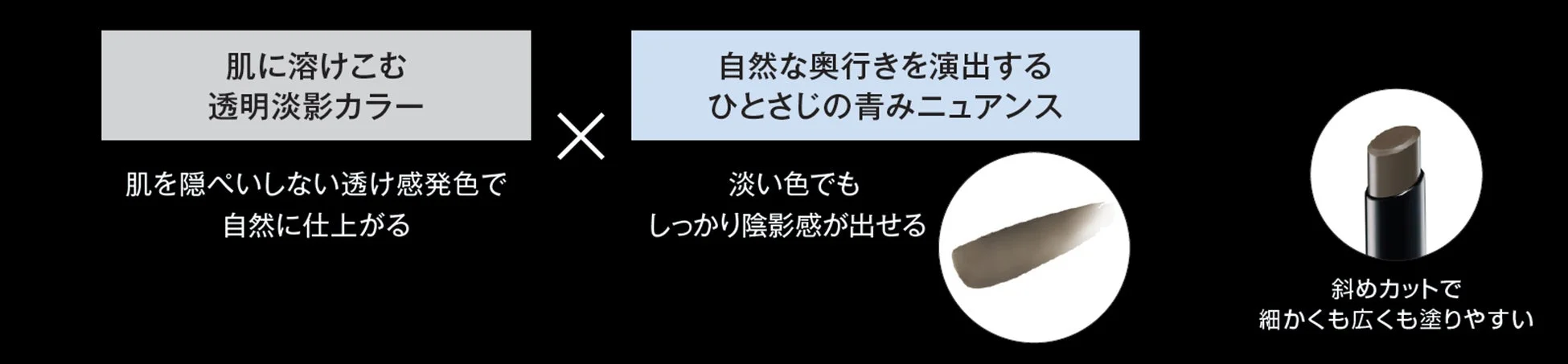 リアルシェードスティックのカラー設計と青みニュアンスの説明