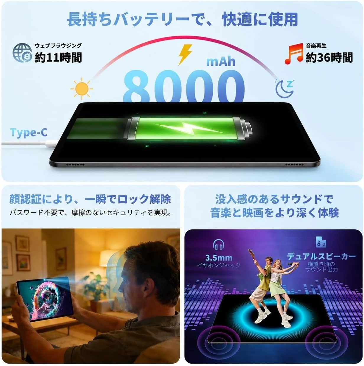 8000mAhバッテリー