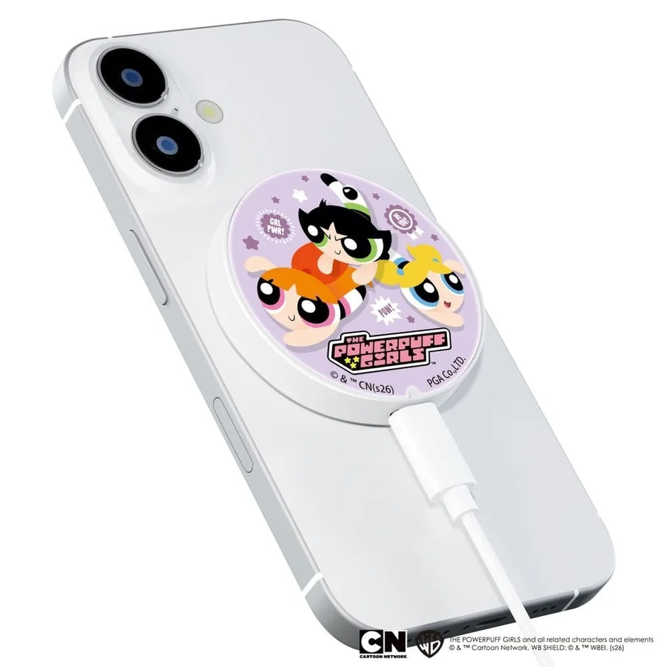 パワーパフ ガールズのワイヤレス充電器をiPhoneに装着