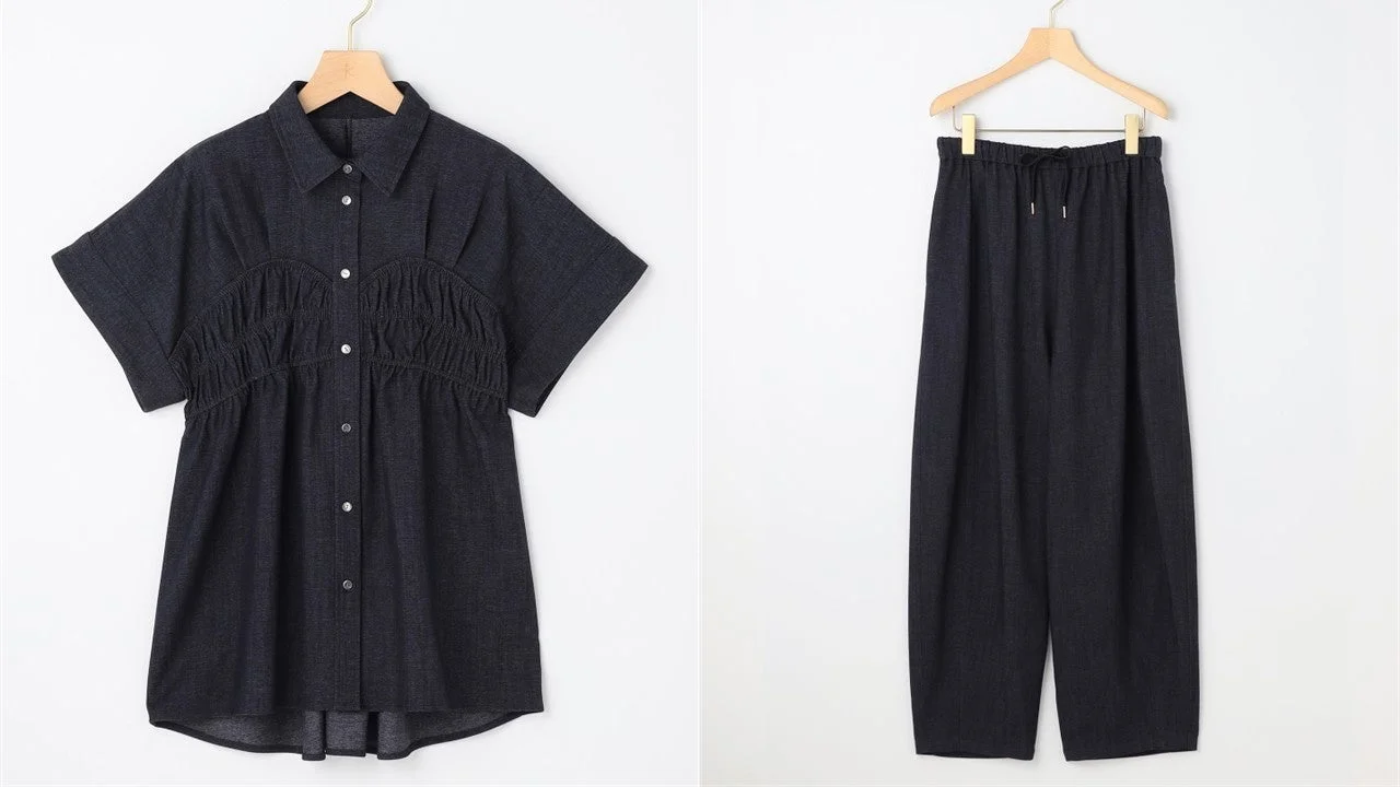 キッチュ デニム シャツとパンツ