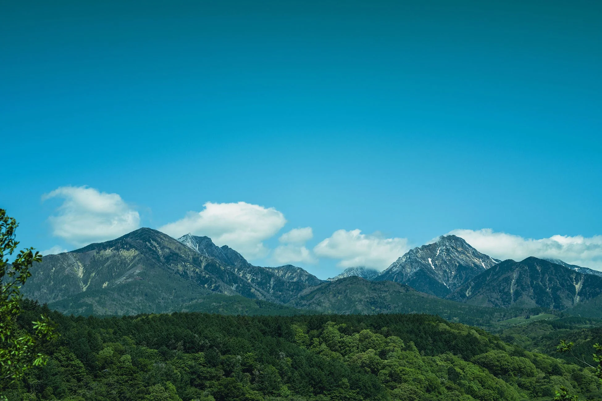 山、森林、青空