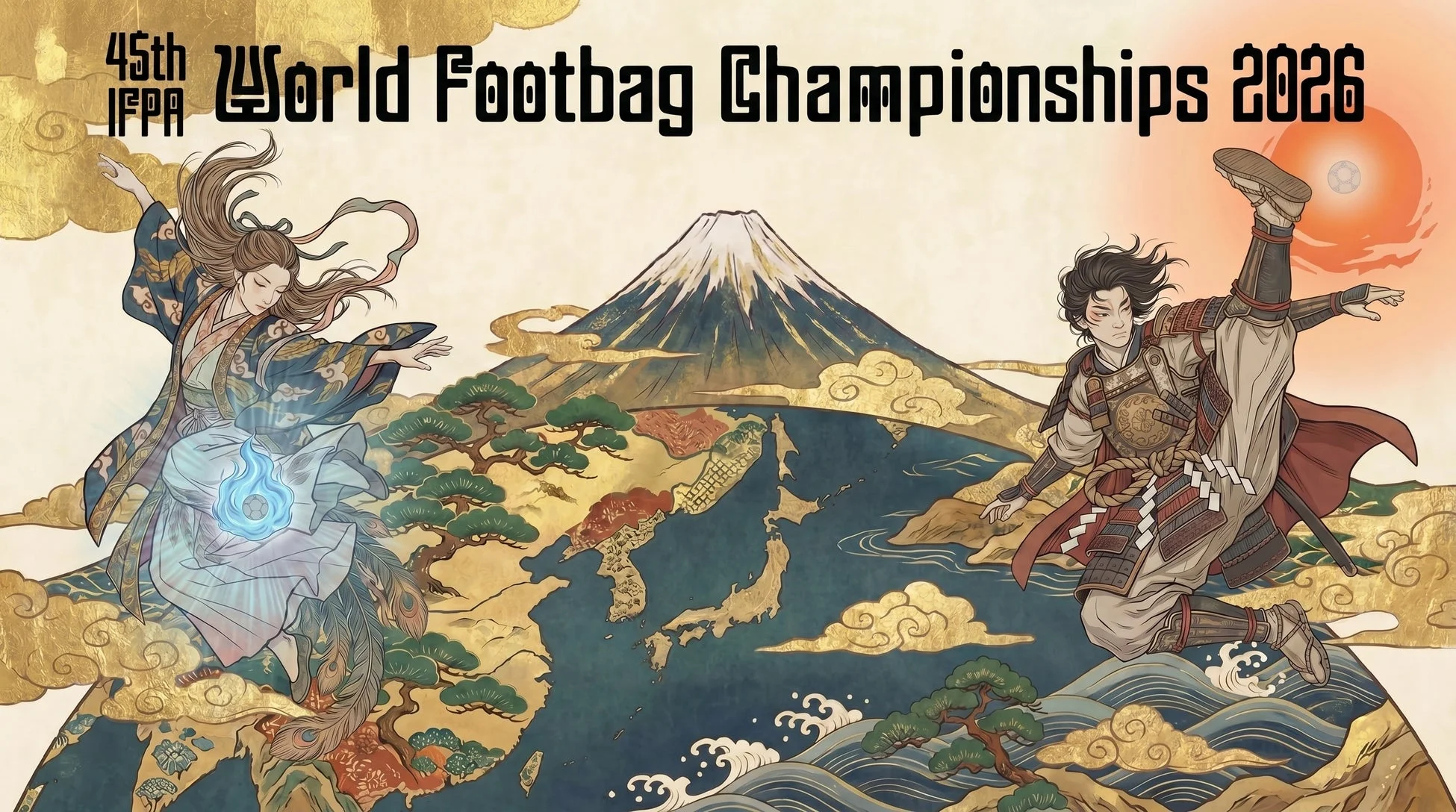 第45回IFPAフットバッグ世界選手権2026の告知イラスト