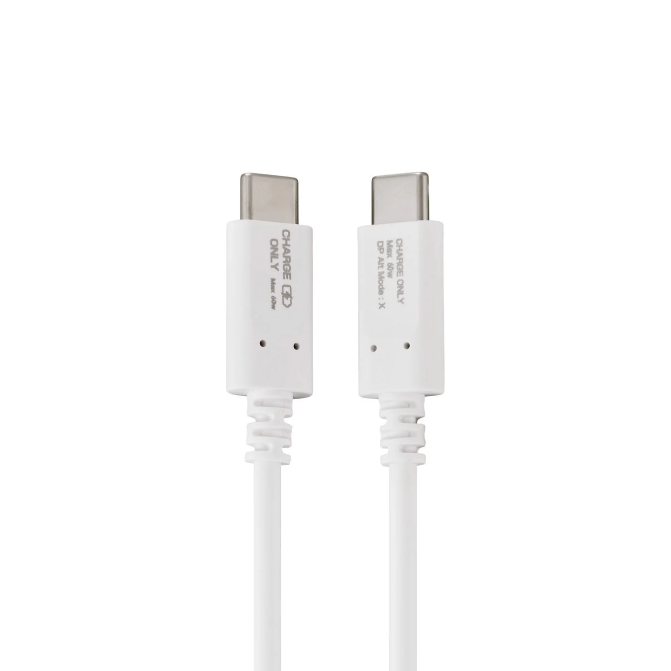 白いUSB-C充電ケーブルのコネクタ部分