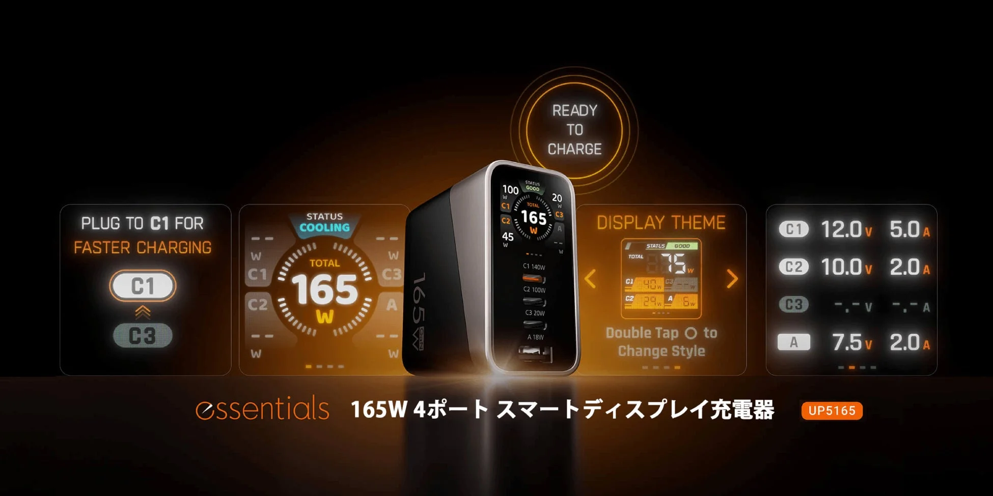 スマートディスプレイ搭載充電器