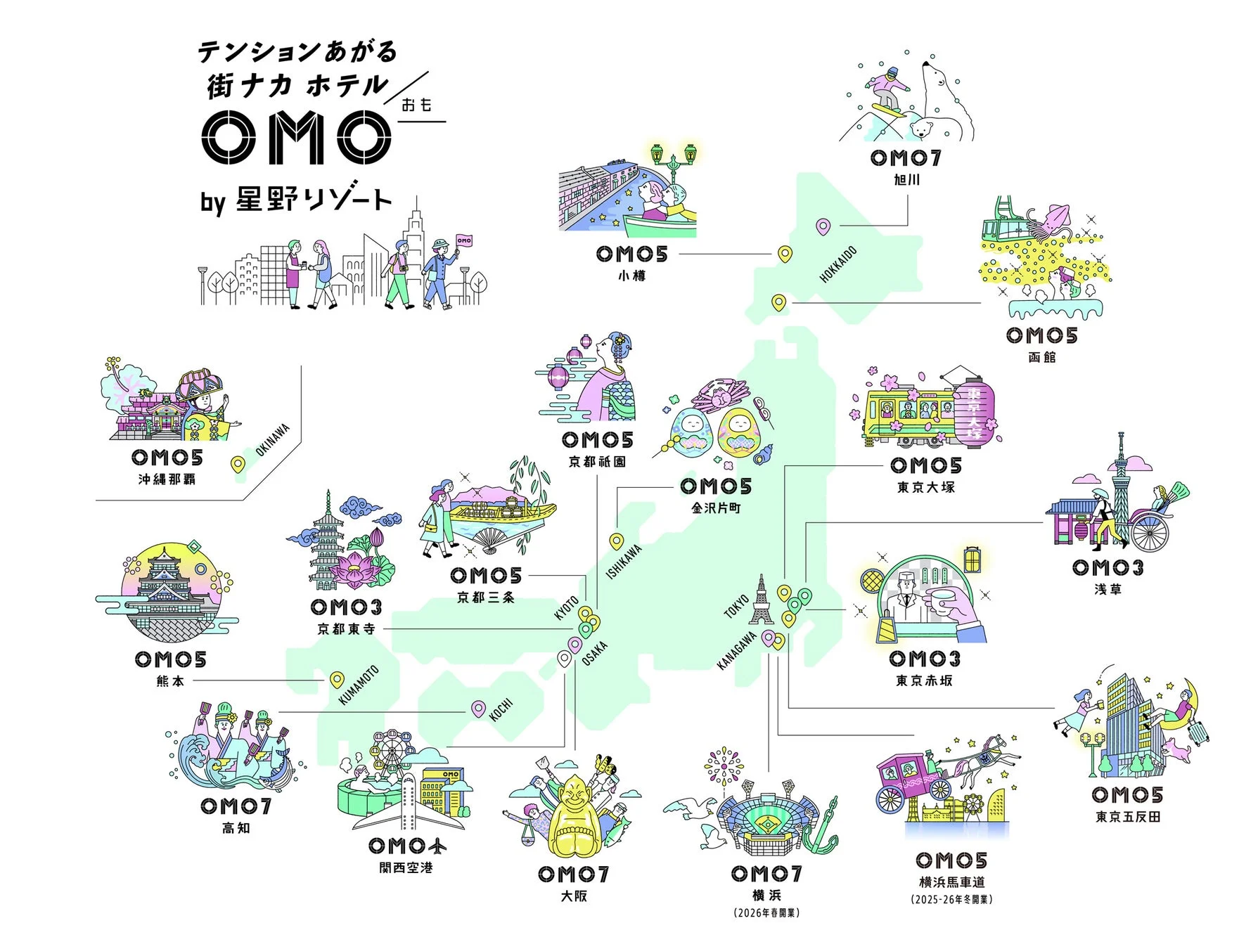 OMO by 星野リゾートの日本地図