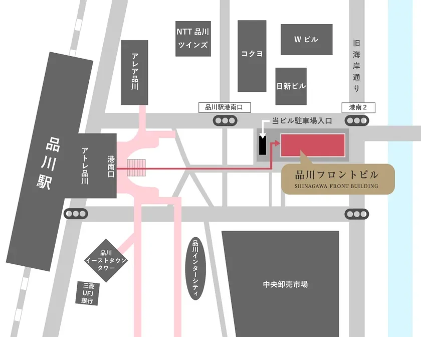 品川フロントビルへの地図