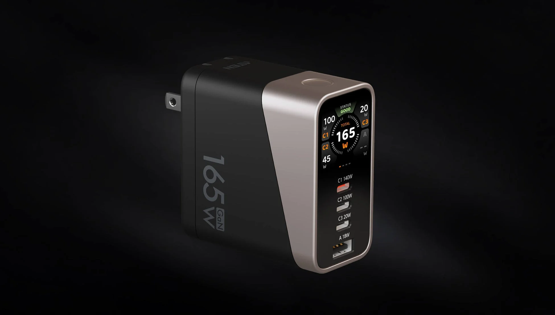 165W スマートディスプレイ搭載急速充電器
