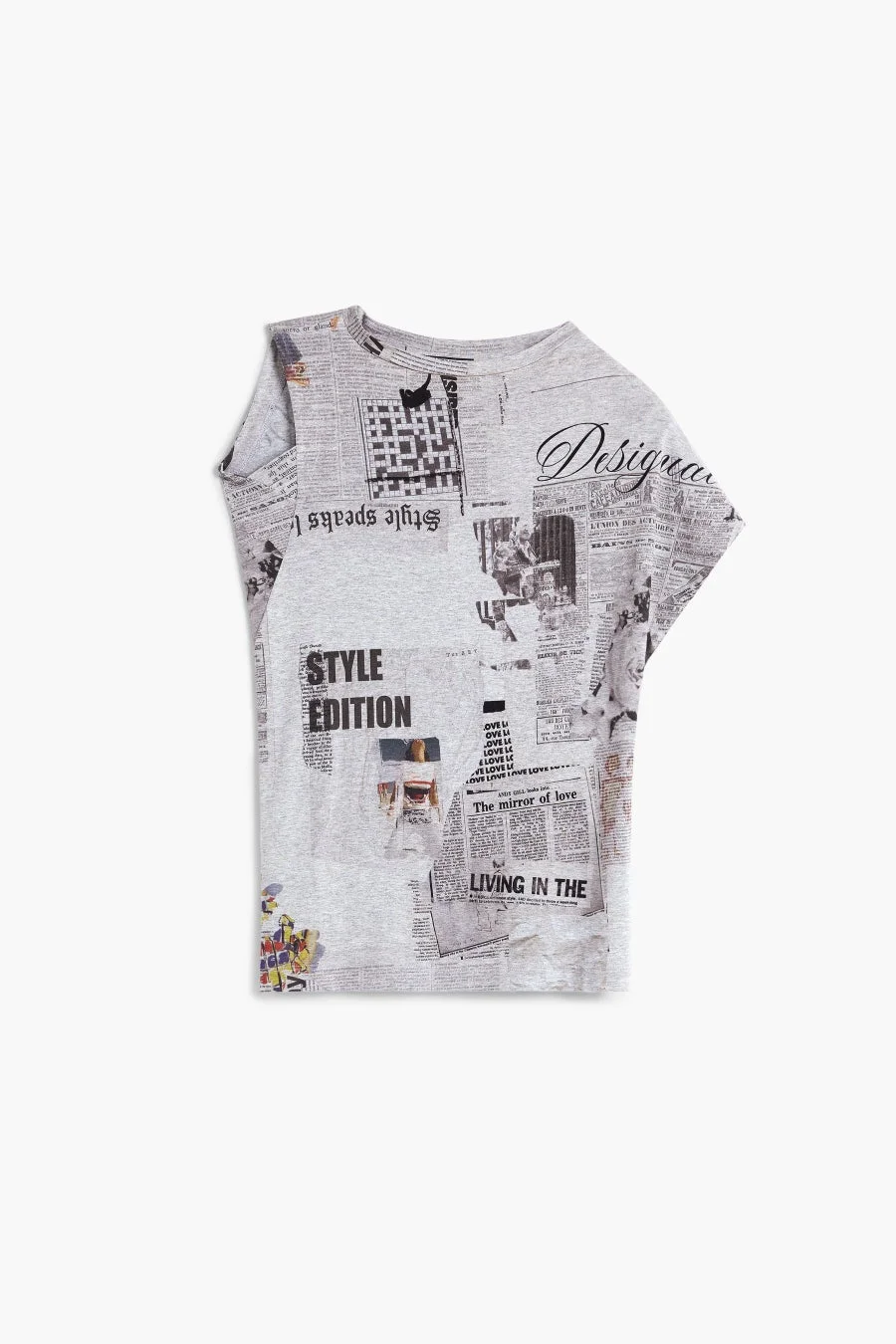 Desigual ニュースペーパープリント Tシャツ