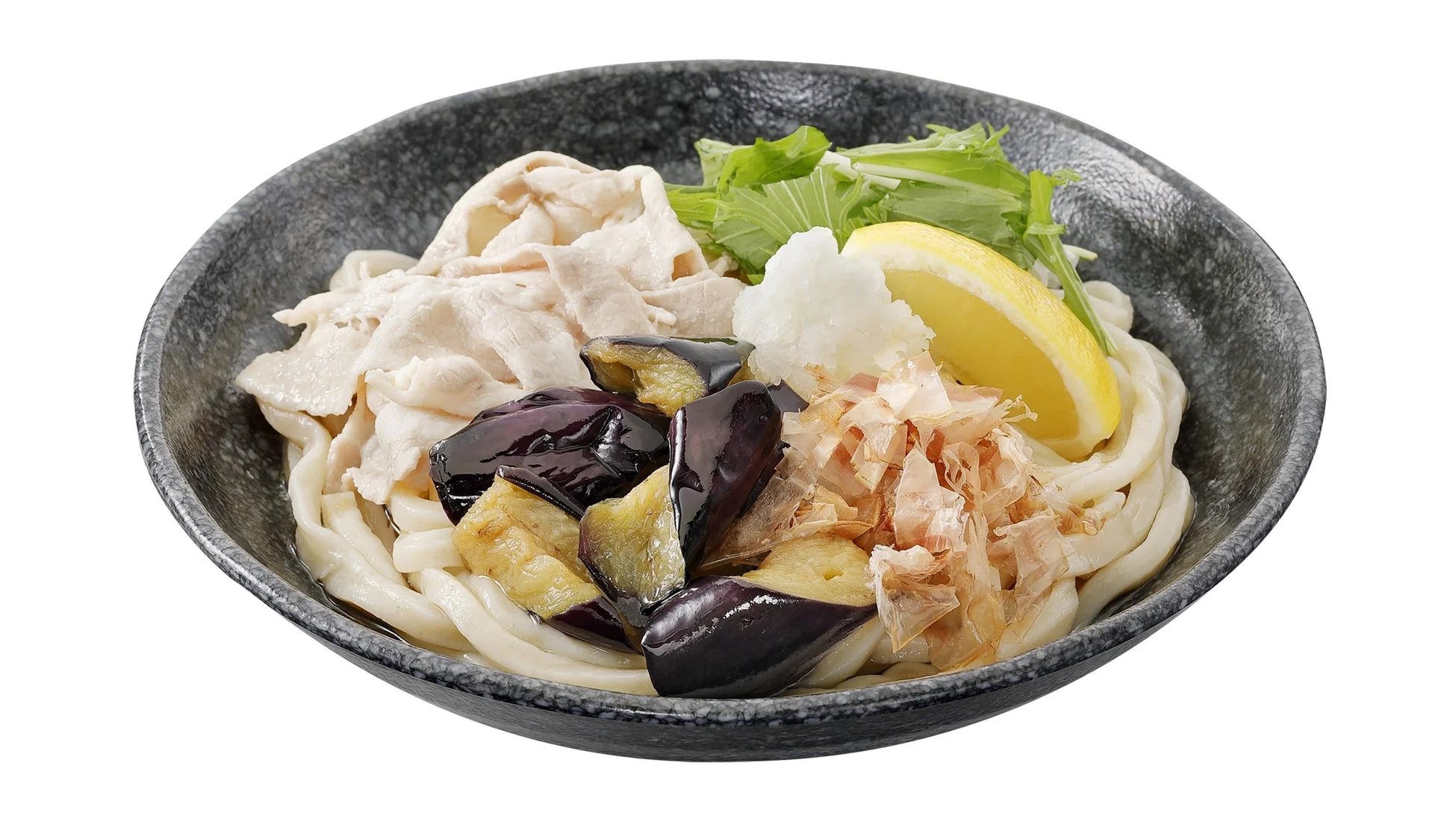 揚げなすと豚しゃぶのおろしぶっかけうどん