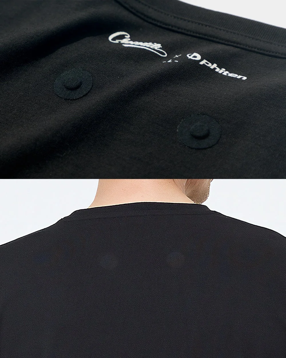 Tシャツの背面と磁石部分