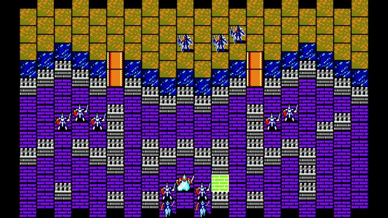 ドット絵のキャラクターが配置されたマップ