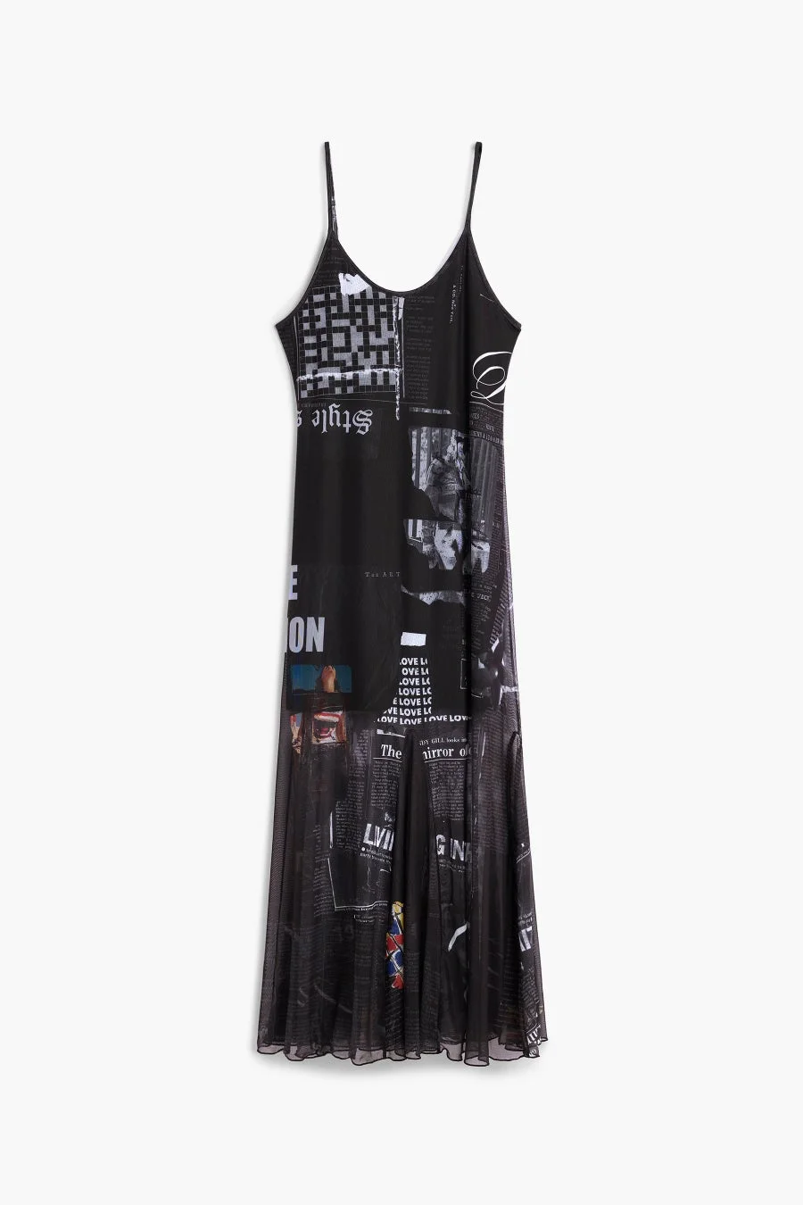 Desigual ニュースペーパープリント ブラックドレス