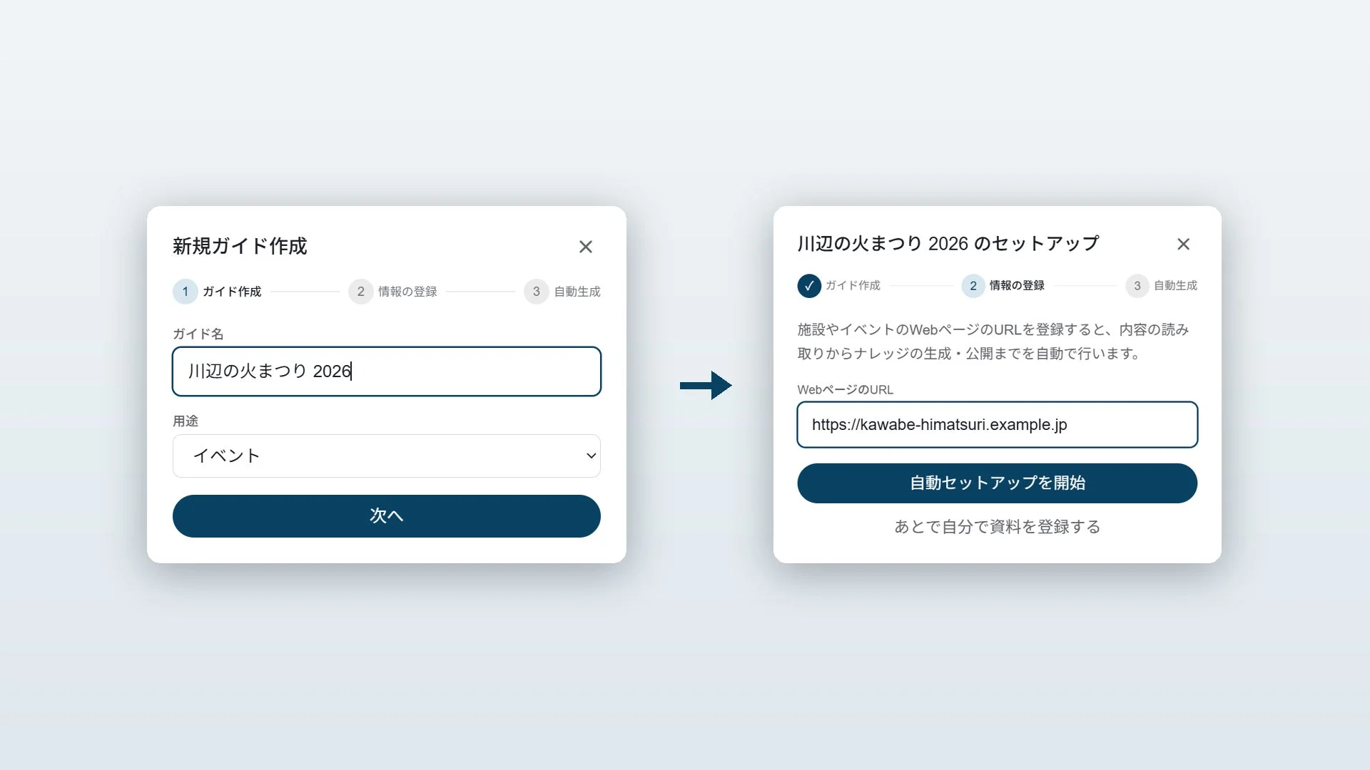新規ガイド作成画面