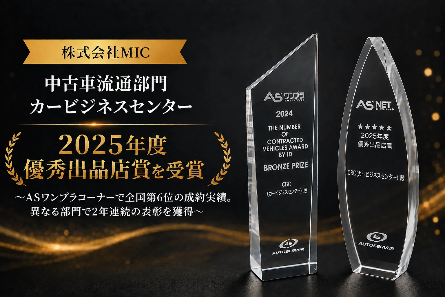 株式会社MIC 中古車流通部門 カービジネスセンター 2025年度 優秀出品店賞