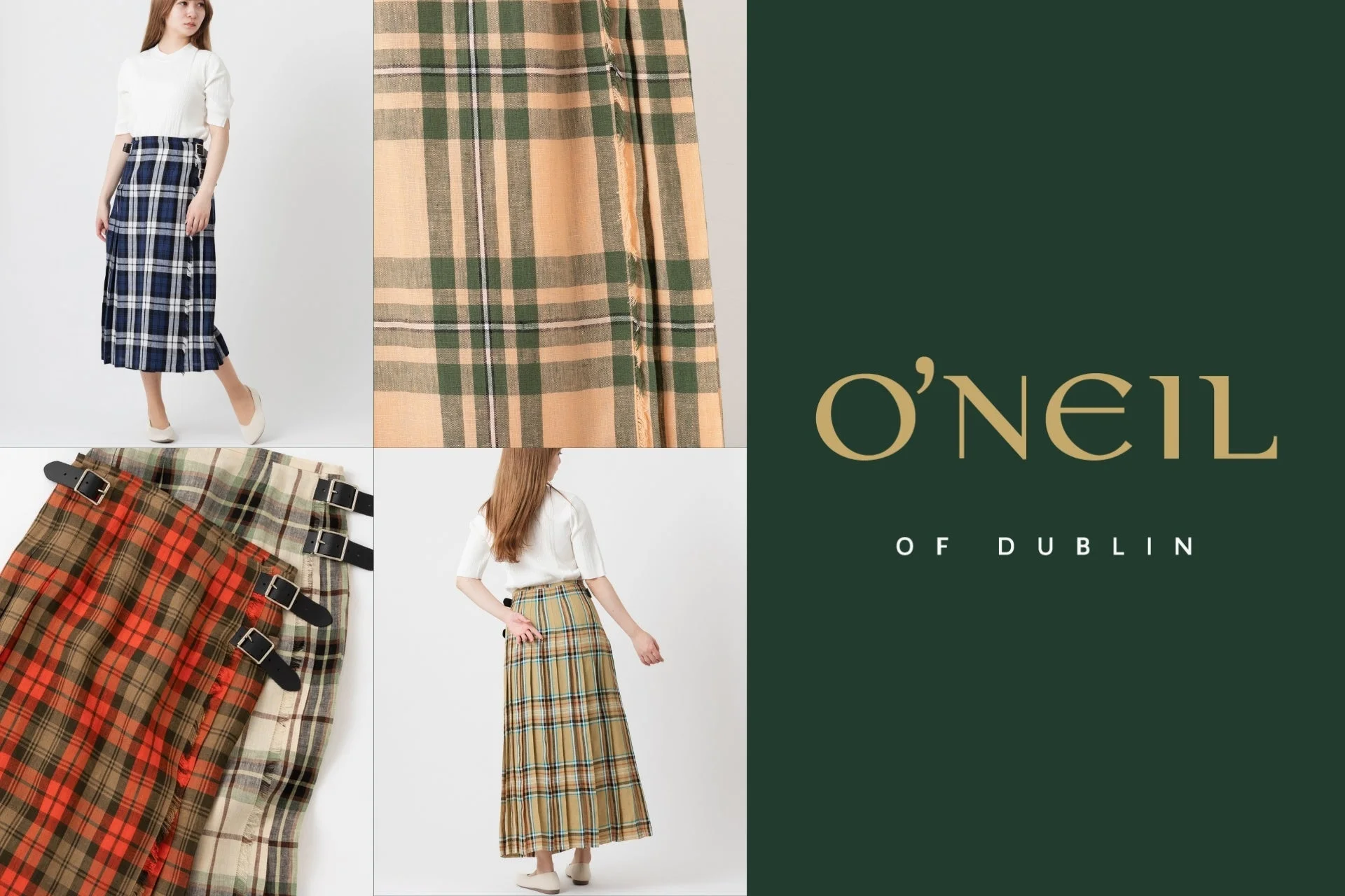 O'NEIL OF DUBLINのチェック柄プリーツロングスカート