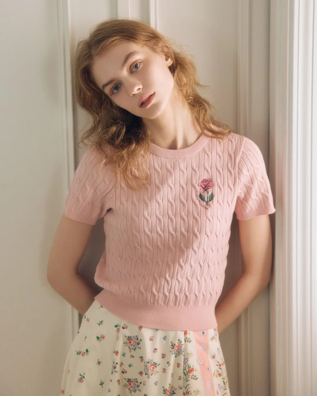 Cath Kidston ローズエンブロイダリーショートスリーブニット