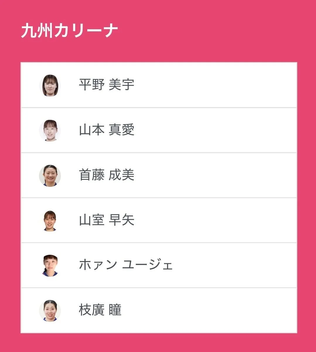 九州カリーナ 選手一覧
