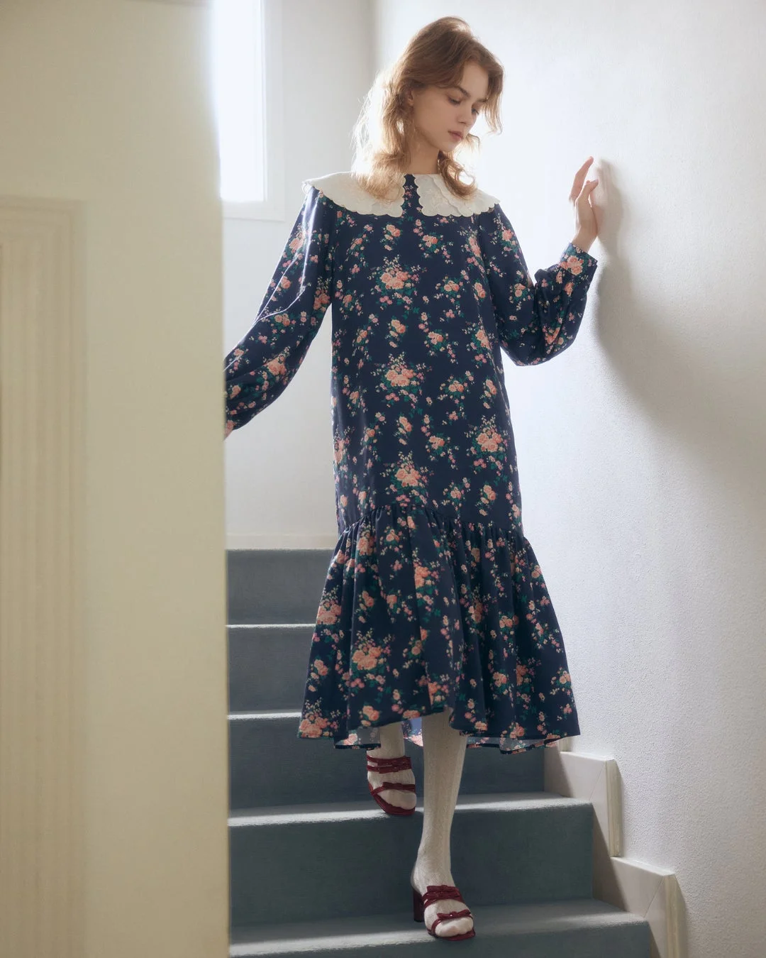 Cath Kidston エンブロイダリースカラップカラーワンピース