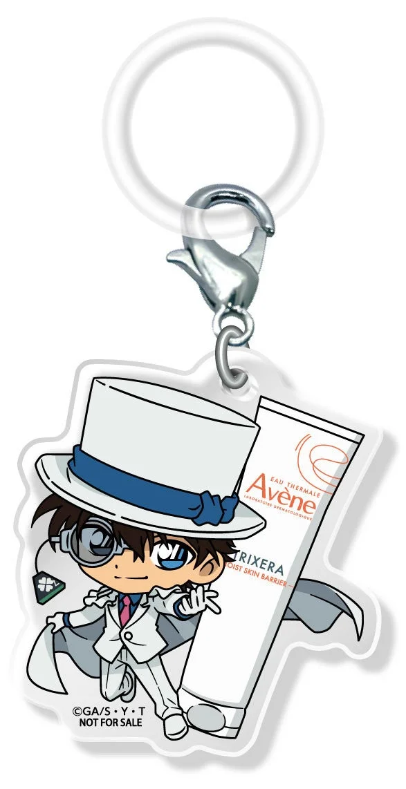 名探偵コナンの怪盗キッドがアベンヌのトリクセラ製品と一緒に描かれたアクリルキーホルダー