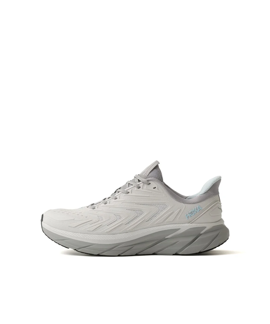 グレーのHOKA CLIFTON UTLスニーカーの側面
