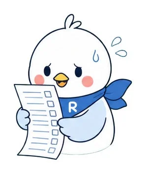 鳥のキャラクターが困惑しているイラスト