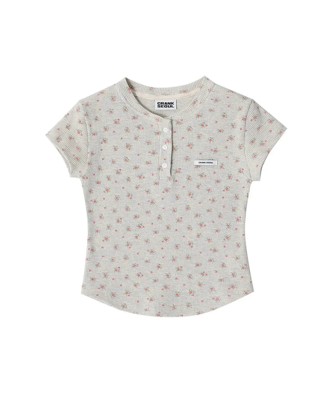 CRANKの花柄ヘンリーネックトップ