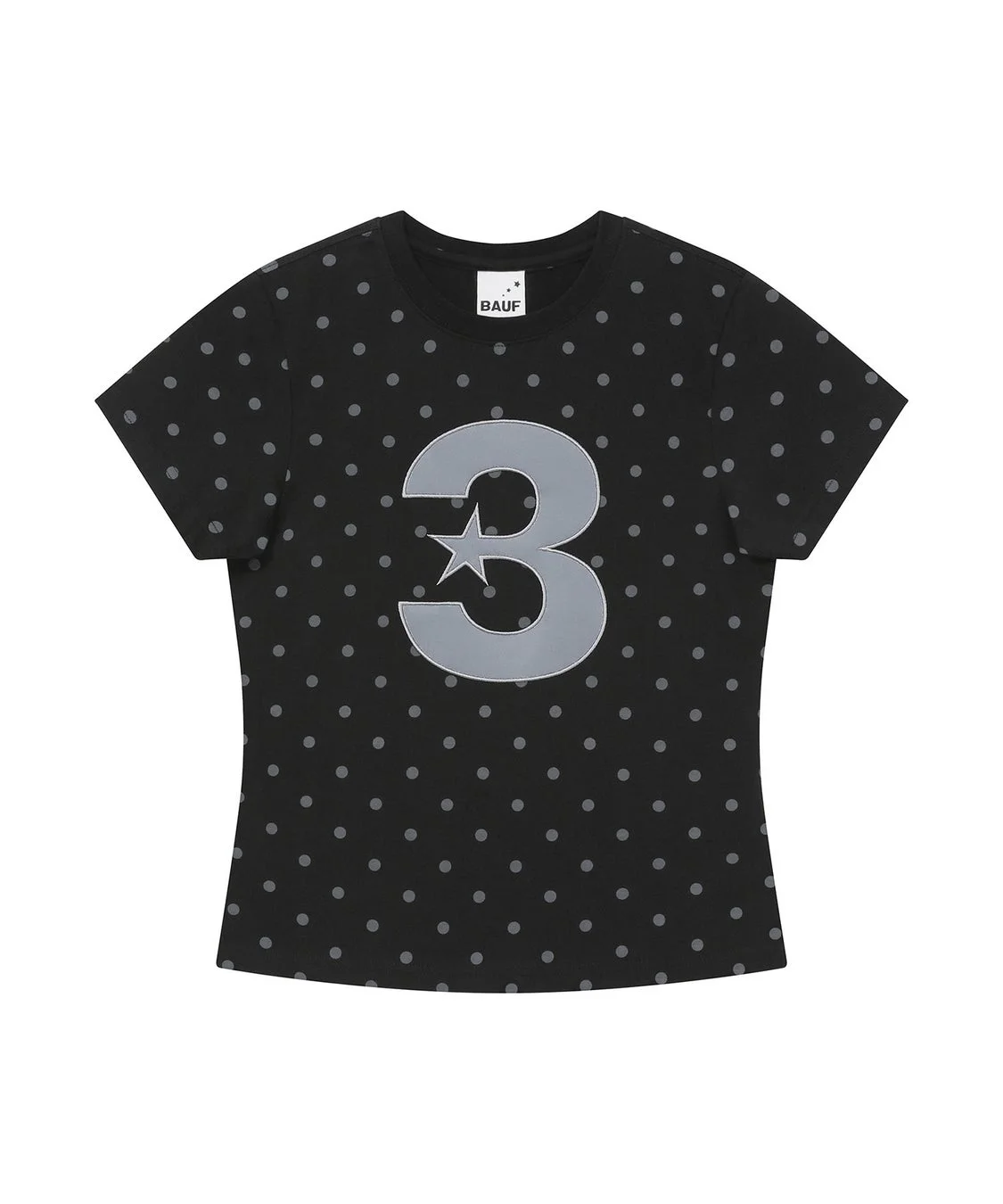 BAUFのドット柄黒Tシャツ
