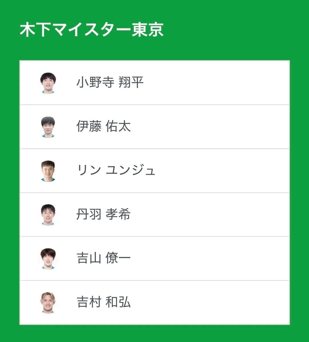 木下マイスター東京の選手一覧