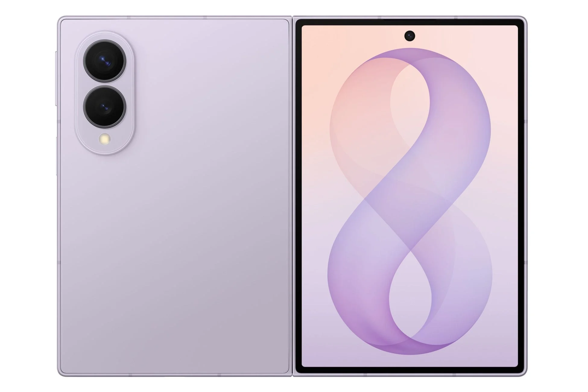 紫の折りたたみスマホ