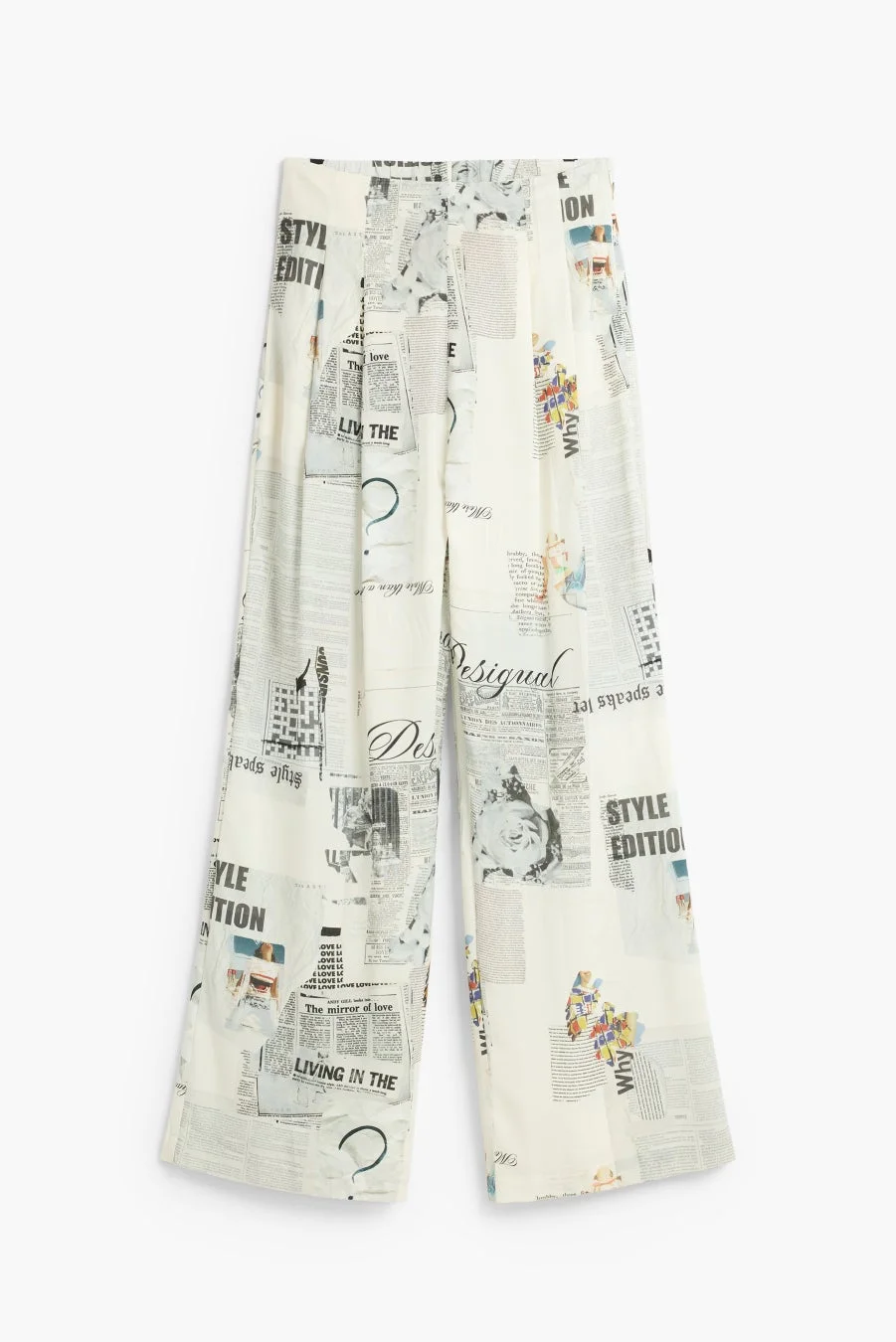 Desigual ニュースペーパープリント ワイドレッグパンツ