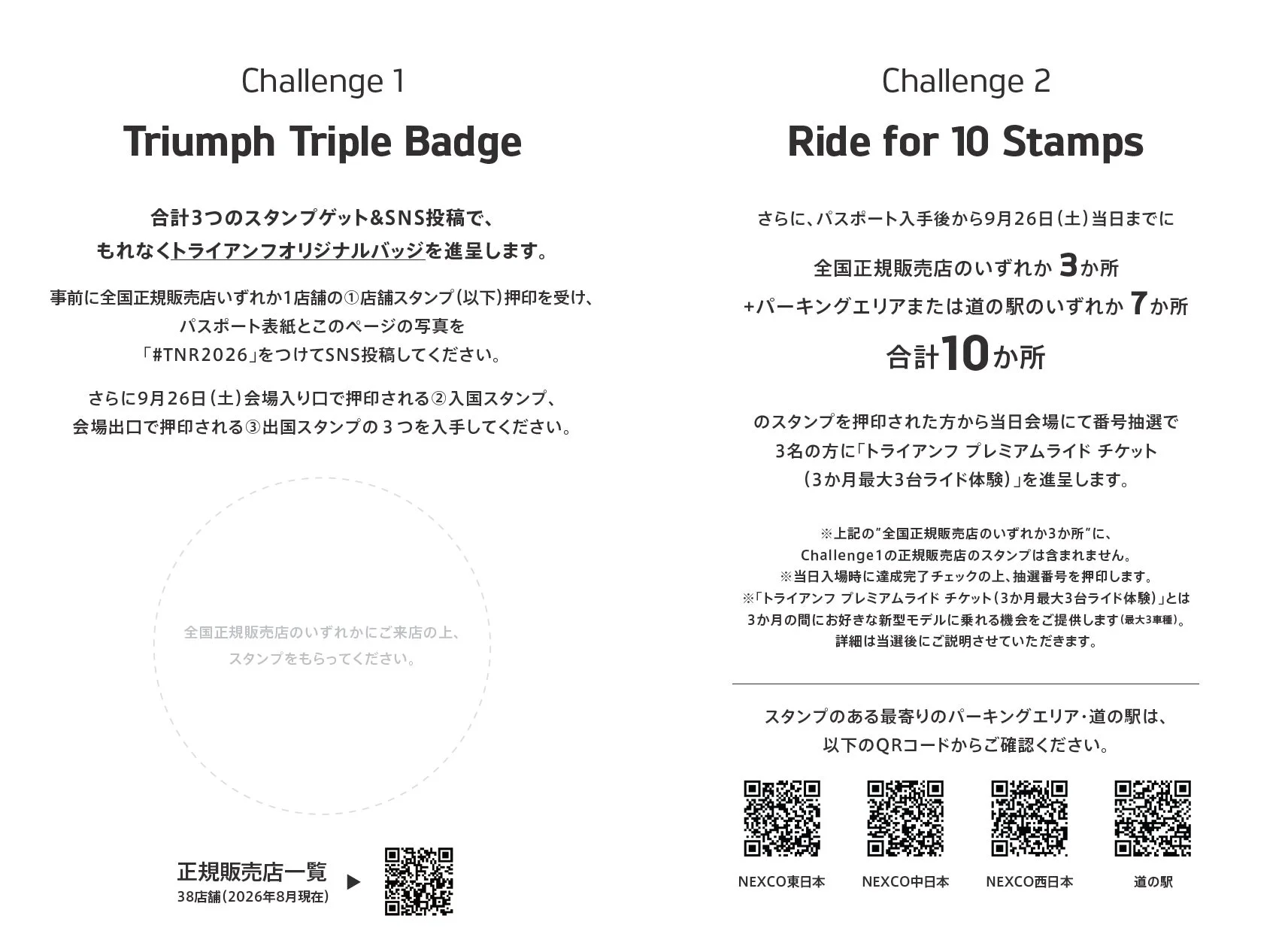 トライアンフの2つのイベント「Challenge 1」と「Challenge 2」を紹介