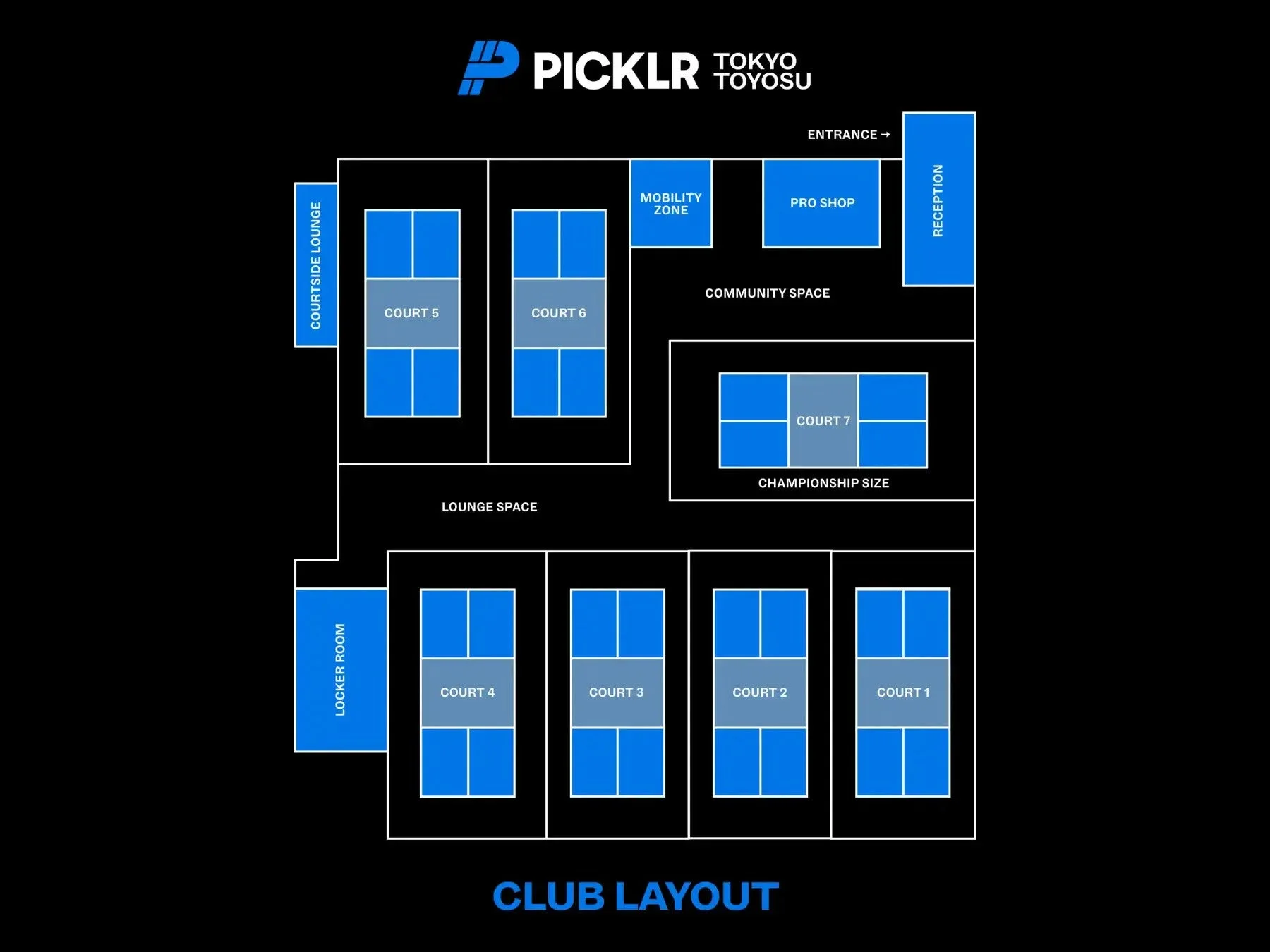 PICKLR TOKYO TOYOSUクラブレイアウト