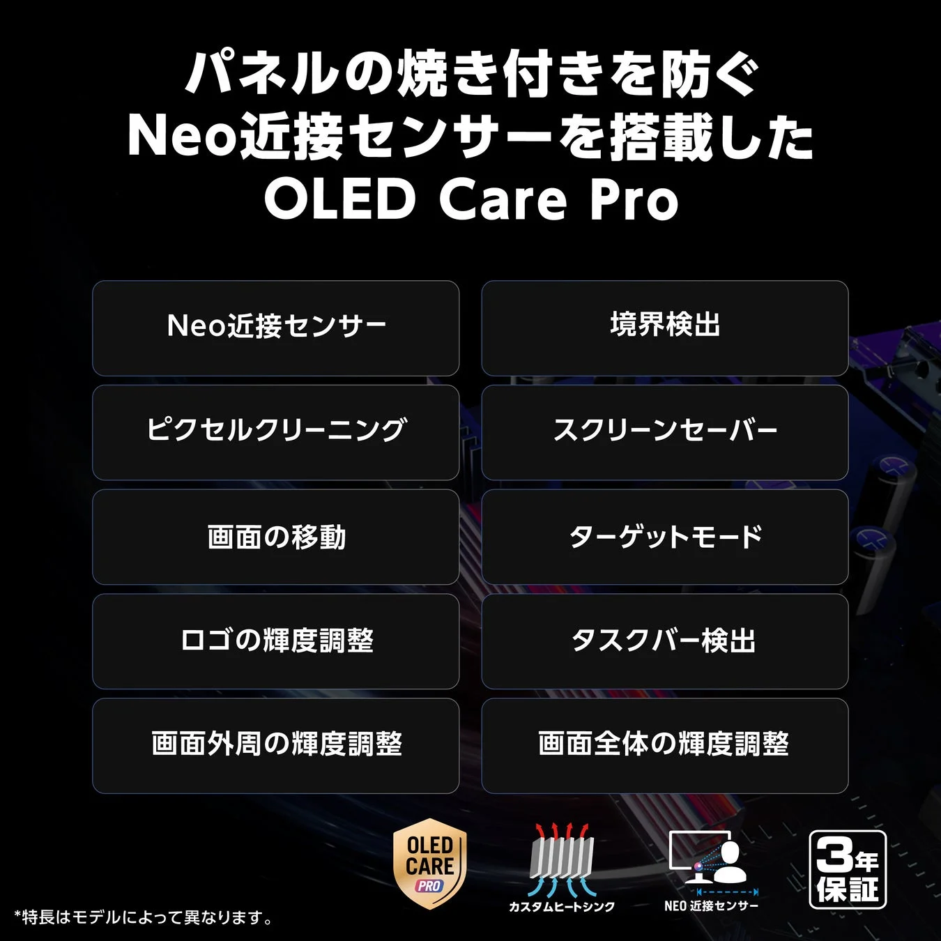OLED Care Pro Neo近接センサー パネル焼き付き防止 ディスプレイ保護 ピクセルクリーニング スクリーンセーバー 輝度調整 画面移動 3年保証 OLED技術