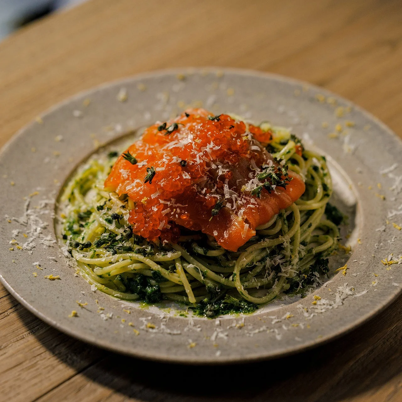 紅富士サーモンといくらのパスタ