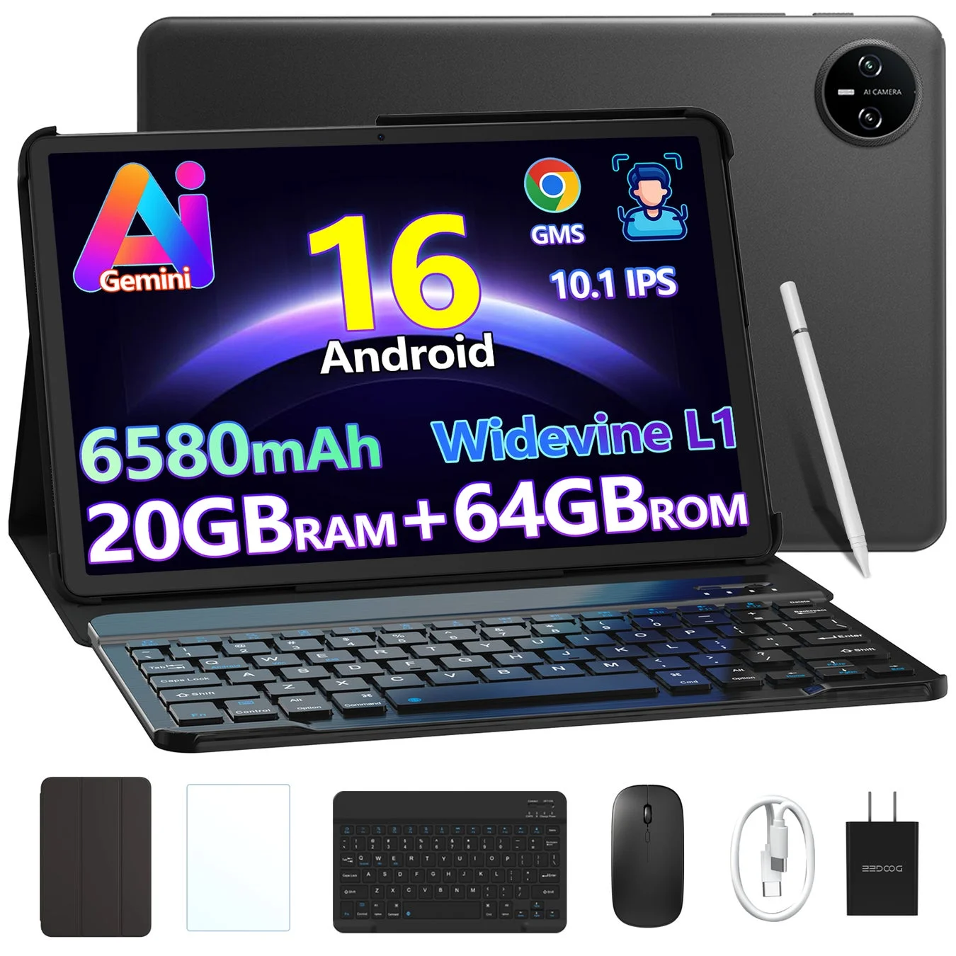 タブレットと付属品の全景