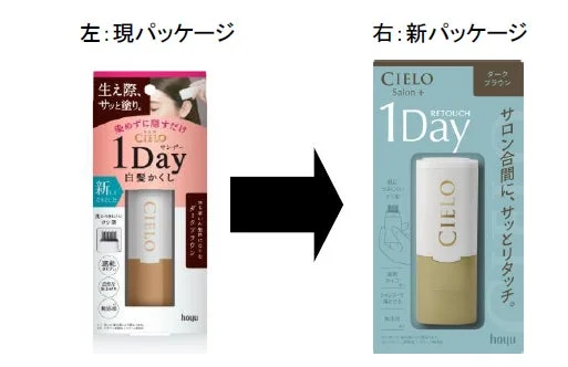 ホーユーの白髪かくしCIELO 1Dayの現行パッケージと新パッケージの比較
