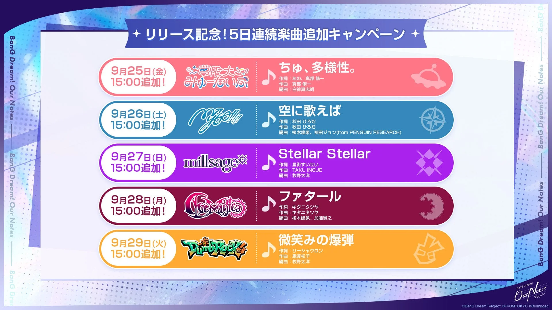 5日連続楽曲追加キャンペーン