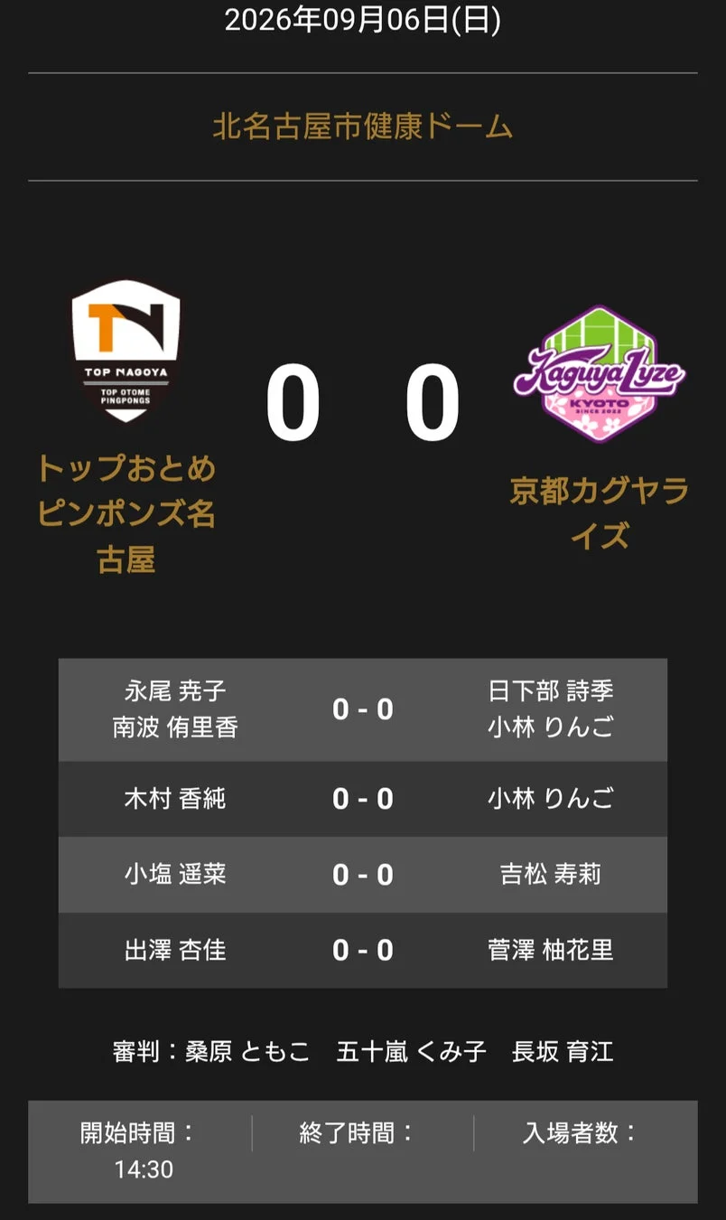 試合オーダー発表