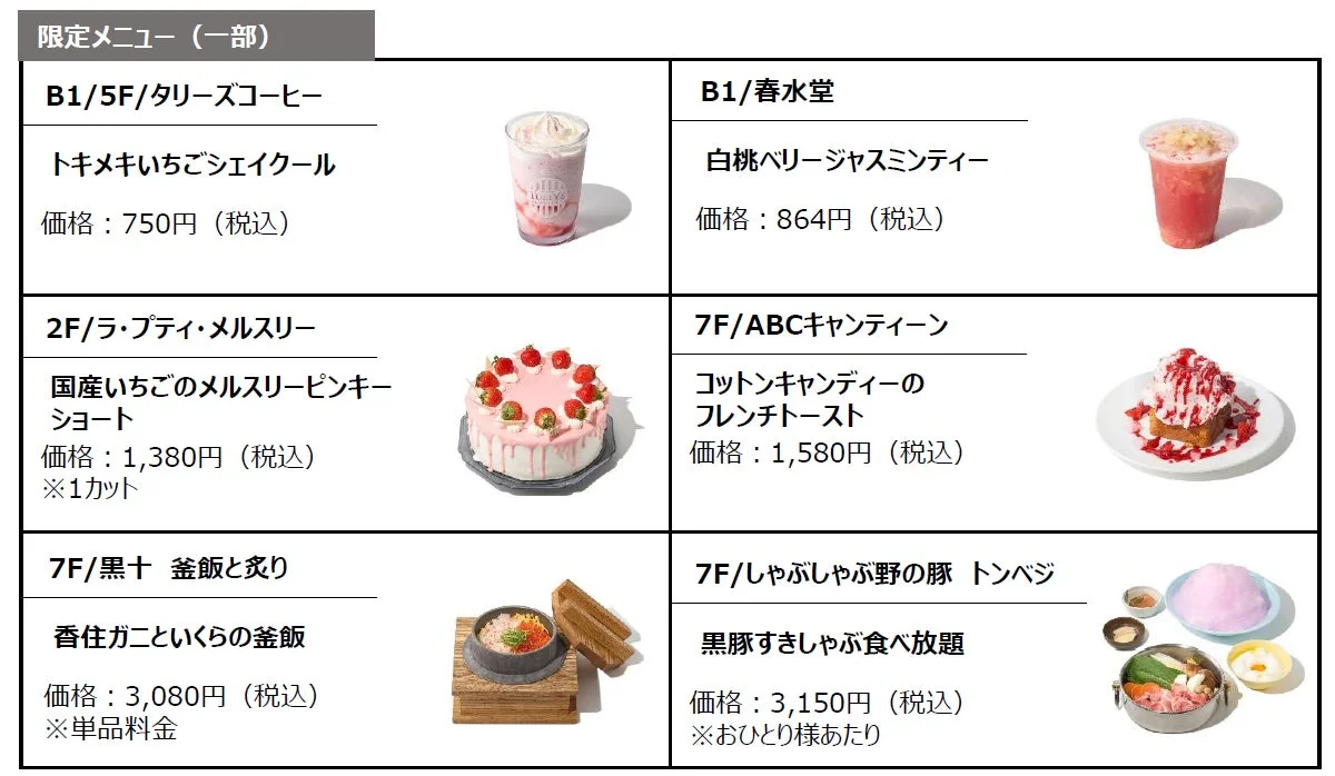 限定メニュー(一部)
