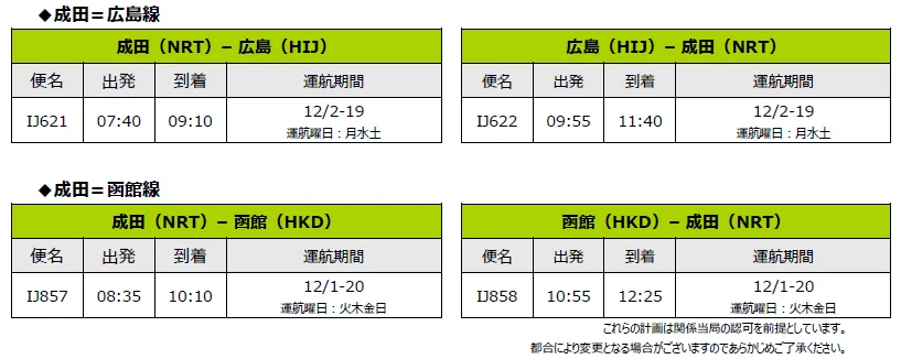 国内線フライトスケジュール