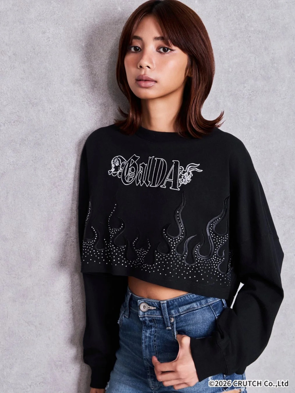 GYDA×GALFY bijou fire pattern short ロンT